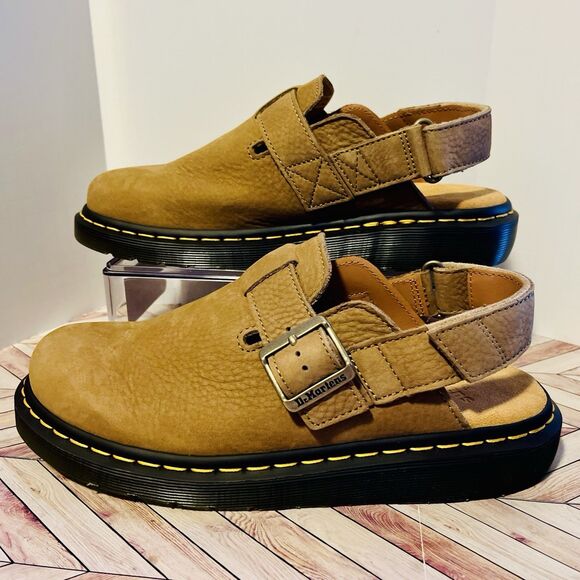 Dr Martens Jorge II Tumbled Nubuck Savannah Tan Leather M 9 W 10 Slingback Mules - Picture 1 of 8
